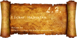 Licker Hajnalka névjegykártya